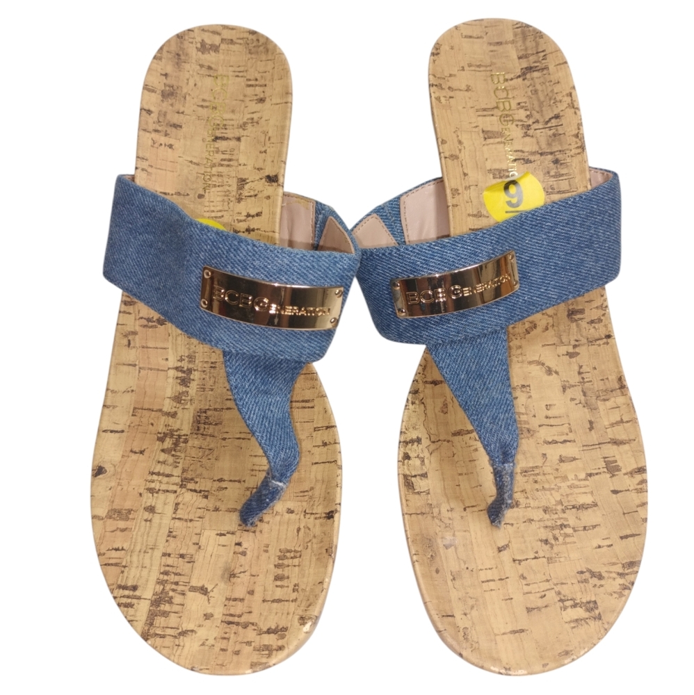 BCBG Denim Wedge Sandals